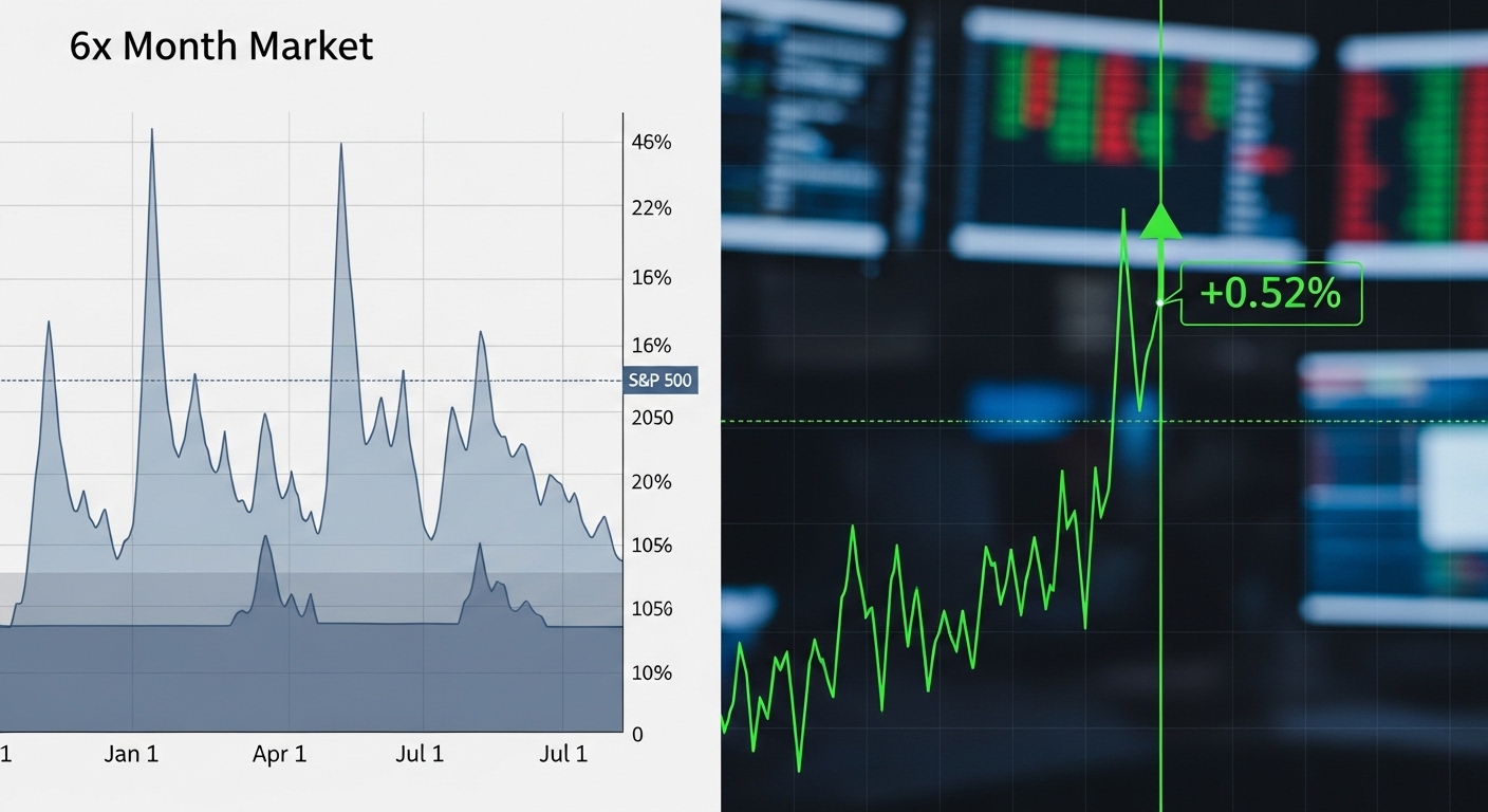 The six-month context positioning today’s movement in the broader market
